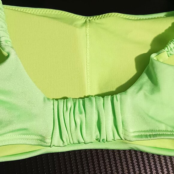 NEW‎ Peixoto Karol Stretch Ruched Bikini Swim Top in Lime Glow, Size XL - Picture 6 of 12